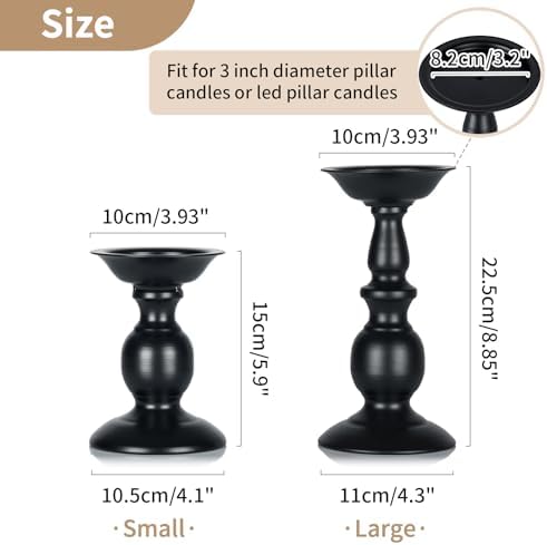 2 Pcs Black Pillar Candle Holders, Most Ideal for 3" Pillar Candles, Gifts for Wedding, Party, Home, Spa, Reiki, Votive Candle (2 x S) - Image 6