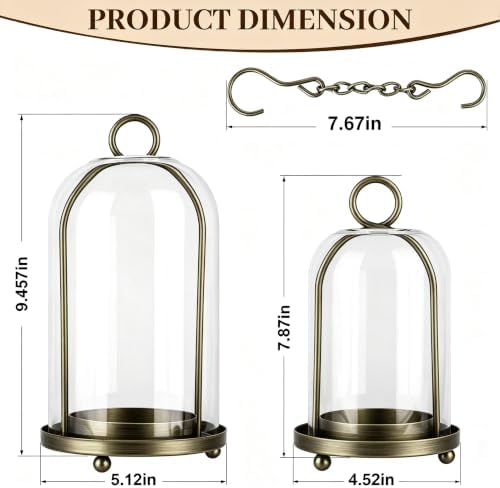 Glass Hurricane Candle Holder, Antique Pewter - Image 2