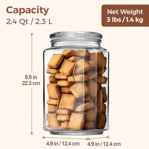 ComSaf Large Square Glass Pantry Jar with Lid 78 oz Wide Mouth - Image 2