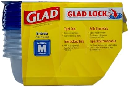 Glad GladWare Entree Food Storage Containers, Medium Square, 25 Oz, 5 Count - Image 6