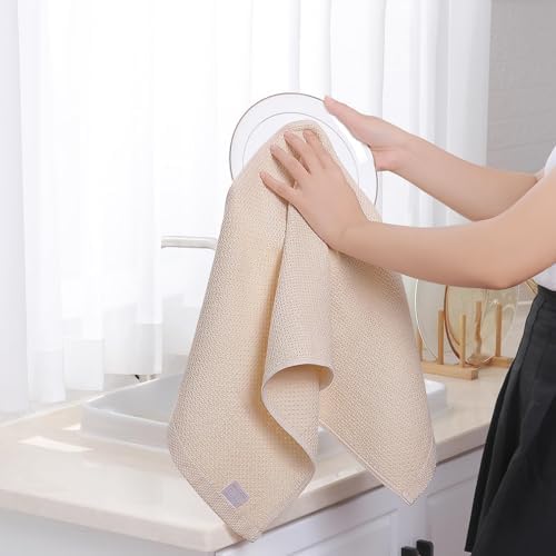 Homaxy 100% Cotton Waffle Weave Kitchen Dish Towels 24-Pack, Beige - Image 4