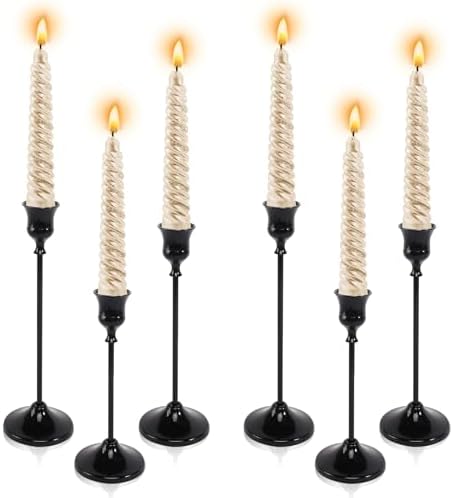 6pcs Black Candle Holder, Black Candlestick Holders Taper Candle Holders for Pillar Candles Sticks Holder Decor Halloween Christmas Decorations Candle Stick Holder Candelabros para Centros de Mesa by Unknown