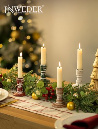 Wooden Candlestick Holders Rustic: Christmas Centerpieces Set of 4 - Image 2