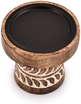 Kimona Candlestick Holders Round Turned Candle Holders for Candles Farmhouse Decorative Candelabras for Table Centerpiece & Home Décor (4" x 4" x 4") - Image 2