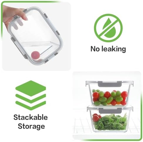 4 Pieces 63oz Large Glass Food Storage Containers with Lids for Meal Prep - Image 5
