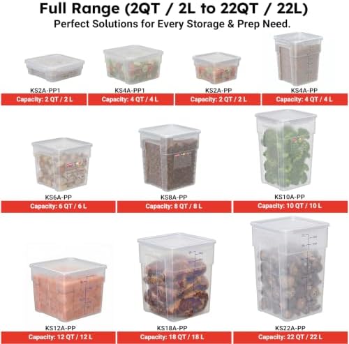2 Pack 8 QT BPA-Free Translucent Polypropylene Commercial Food Storage Containers, Airtight Lids, Stackable Ingredient Storage for Flour, Sugar & Prep, 2 Markers Included - Image 6