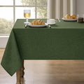 Decorelia Faux Linen Farmhouse Table Cloth 60"x104" for 6 ft Rectangle Table, Dark Green Waterproof Outdoor Washable Cloth Tablecloth for Rectangular Dining Room Kitchen Outdoor Party Restaurant Table by Decorelia