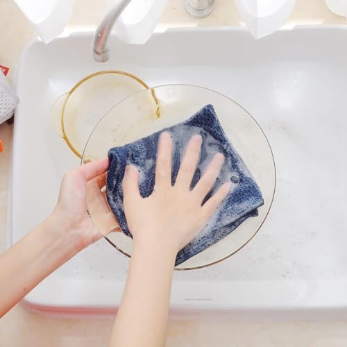Homaxy 100% Cotton Waffle Weave Kitchen Dish Cloths 8-Pack, Navy Blue - Image 4