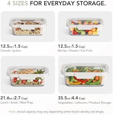 GENICOOK 4 Set Glass Produce Storage Containers for Fridge with Glass Lids - Image 5