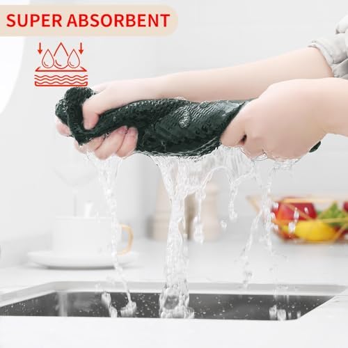 Homaxy 100% Cotton Waffle Weave Kitchen Dish Towels 18-Pack, Blackish Green - Image 3