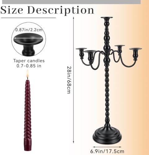 2 Pcs 28 Inch Black Candelabra Halloween Decorations, Retro - Image 2