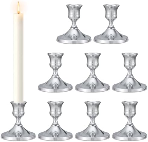 Candlestick Holders Taper Candle Holders, 9PCS Silver Candle Holder Set for Table Centerpiece, Vintage Candle Stand for Table Centerpieces, Home Decor,Weddings,Festival and Parties by DECKALY
