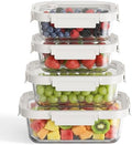 GENICOOK 4 Set Glass Produce Storage Containers for Fridge with Glass Lids by GENICOOK