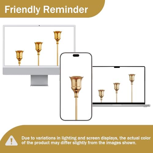NLBTW Brass Gold Candlestick Holders, Metal Taper Candle Holder, Set of 6 - Image 4