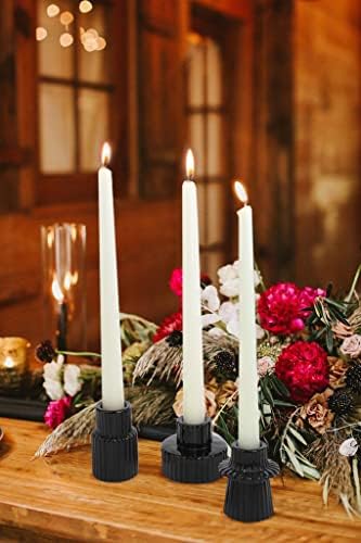Vixdonos Taper Glass Candlestick Holders Tealight Candle Holders for Table Centerpieces, Wedding Decor and Dinner Party (3 Pcs, Black) - Image 5
