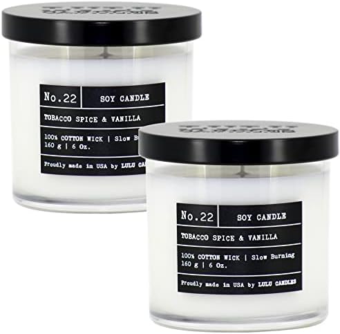 Lulu Candles | Tobacco, Spice & Vanilla | Luxury Scented Soy Jar Candle | Hand Poured in The USA | Highly Scented & Long Lasting- 6 Oz. 2 Pack by LULUCANDLES