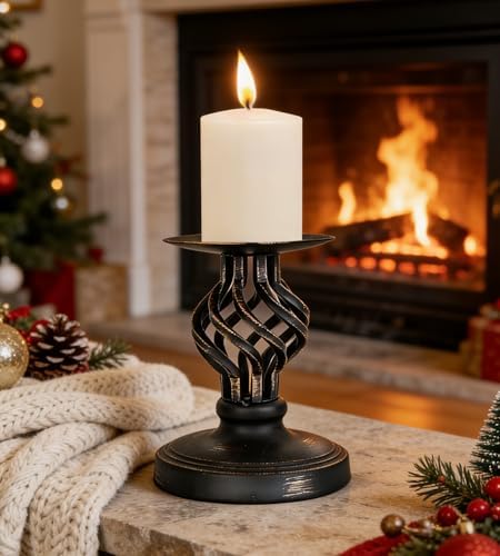 Vintage Metal Pillar Candle Holder for Table Decor - Image 6