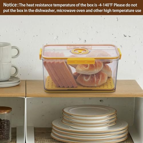 Gifhomfix Bread Box Airtight Bread Boxes for Kitchen Counter, Time Recording Bread Storage Container with Lid, Bread Holder for Homemade Bread, Toast, Bagel, Donut and Cookies, Yellow - Image 5