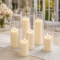 Set of 6 Pillar Candles with Clear Glass Hurricane Holders- Elegant Cylinder Candle Vases for Weddings, Parties, Centerpieces, Home & Office Decor (Lvory White, 6 Set) by NATCENSE