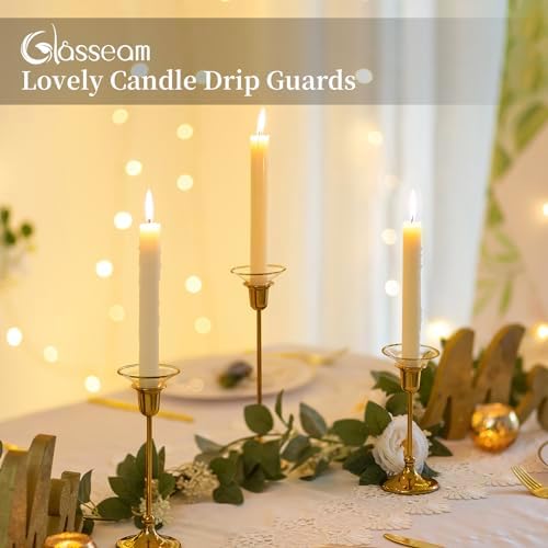 Glasseam Glass Candle Drip Protectors, 24 Pcs Gold Bobeches for Candlestick - Image 2