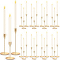 FillTouch 30 Pcs Gold Candlestick Holders with Flameless Taper Candles Bulk by FillTouch