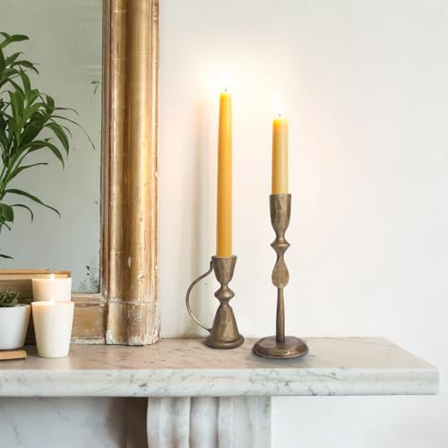 Antique Brass Cast Iron Candle Holders Set of 2 - Image 4