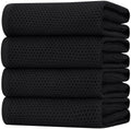 Homaxy 100% Cotton Oversized Waffle Weave Kitchen Towels 4-Pack, Black by Homaxy