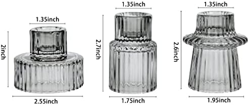 Vixdonos Taper Glass Candlestick Holders Tealight Candle Holders for Table Centerpieces, Wedding Decor and Dinner Party (6 Pcs, Gray) - Image 2