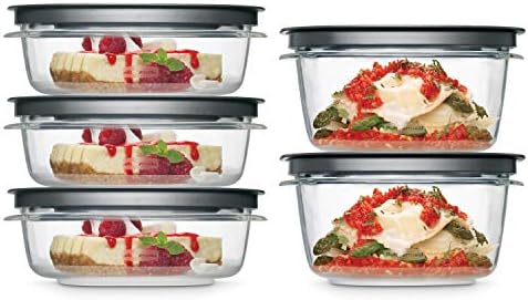 Rubbermaid Premier Food Storage Container, 10 Piece Set, Grey, BPA-Free, Microwave & Dishwasher Safe by Rubbermaid