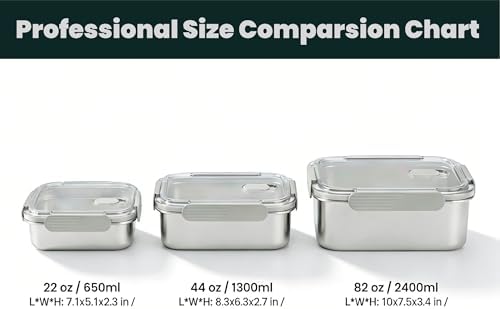Stainless Steel Food Storage Containers, Silver, 44oz - Image 2