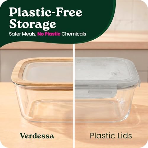 4-Pack Glass Food Storage Containers with Clear-Top Bamboo Lids – Plastic Free 46.7 Oz Glass Meal Prep Containers for Lunch, Eco Friendly Airtight Food Storage, Microwave & Oven Safe (46.7 Fl Oz) - Image 5