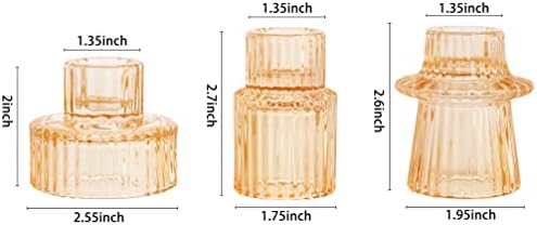 Vixdonos Glass Candlestick Holders Tealight Candle Holders for Table Centerpieces, Wedding Decor and Dinner Party (3 Pcs, Yellow) - Image 2