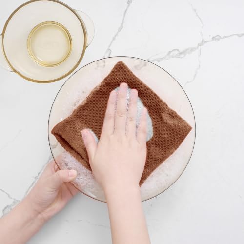 Homaxy 100% Cotton Waffle Weave Kitchen Dish Cloths 12-Pack, Caramel - Image 4