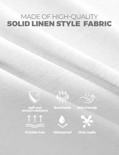 Decorelia White Faux Linen Round Tablecloths 70 inch, Waterproof Decorative Washable Texture Rustic Circle Table Cloth Cover for Dining Kitchen Party Farmhouse Outdoor (Round (4-6 Seats),White) - Image 4
