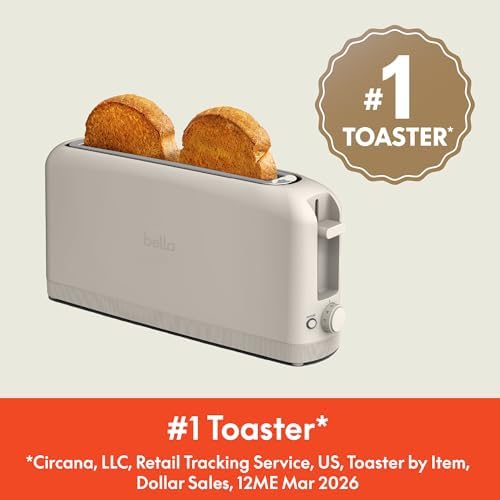 bella Fits-Anywhere™ 2-Slice Slim Toaster, Long Slot & Extra Wide, Oatmilk - Image 3