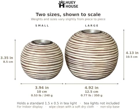 Tuva Brown Orb Tea Light Candle Holders, Gift Boxed Set of 2 - Image 3