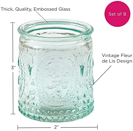 Kate Aspen Vintage Blue Glass Tealight & Votive Candle Holders (Set of 8), Farmhouse Decor, Room Decoration, Shelf Decor - Image 5
