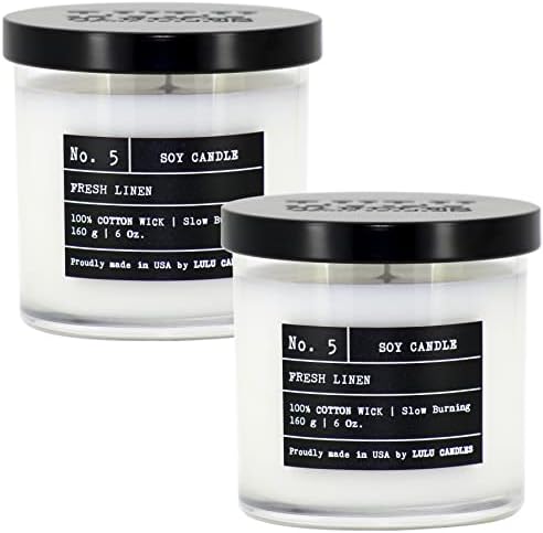 Lulu Candles | Fresh Linen | Luxury Scented Soy Jar Candle | Hand Poured in The USA | Highly Scented & Long Lasting (6 Oz. 2 Pack) by LULUCANDLES