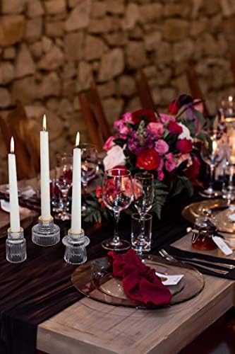 Vixdonos Taper Glass Candlestick Holders Tealight Candle Holders for Table Centerpieces, Wedding Decor and Dinner Party (6 Pcs, Gold Rim Clear) - Image 6