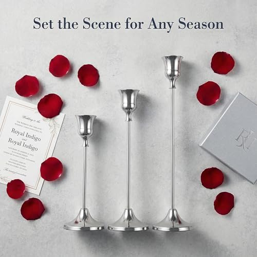 4 Sets(12 Pcs) Silver Tapered Candle Holder,Candlestick Tall Metal Candlestick Holders for Table Centerpiece Home Decor for Wedding Fireplace Mantel Housewarming Gift Fits 3/4 Inch Thick Candles - Image 7