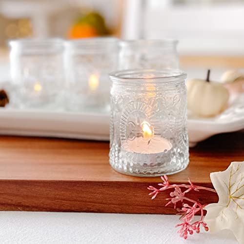 Kate Aspen Vintage Clear Glass Tealight & Votive Candle Holders (Set of 4), Farmhouse Decor, Room Decoration, Shelf Decor by KateAspen