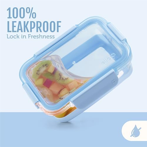 Ello Duraglass Refresh 3.4 Cup Meal Prep Containers, 10 Pc, Halogen Blue - Image 5