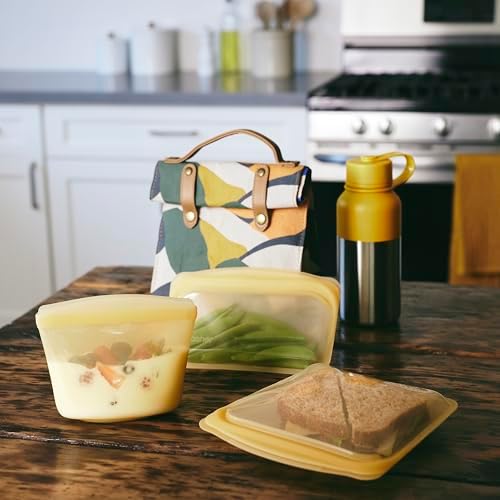 Stasher Premium Reusable Silicone Food Storage Bag, Sandwich, Yellow, 28 oz - Image 2