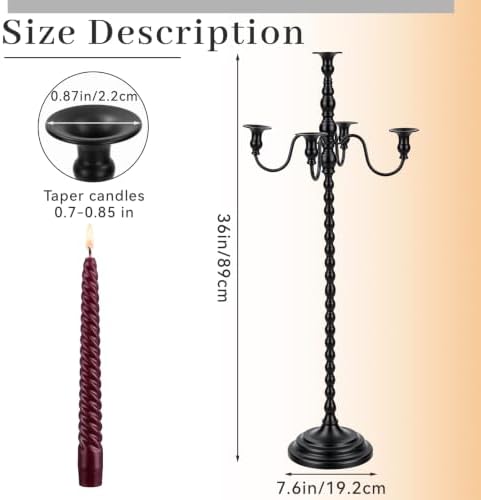 1 Pcs 36 Inch Black Candelabra Halloween Decorations, Retro - Image 2
