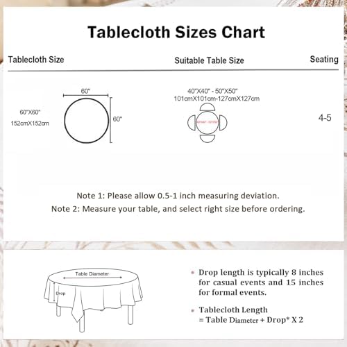 Joyfol Day Round Linen Tablecloth, Heavy Duty Waterproof Tablecloths, Farmhouse Embroidery Leaves Table Cloth with Tassels, Soft Wrinkle Free Table Cover, Coffee Vines, 55 inch - Image 7
