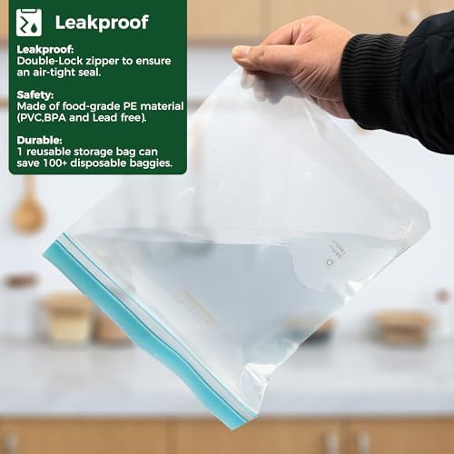 SPLF 32 Pack Reusable Food Storage Bags Dishwasher Microwave Safe - Image 4
