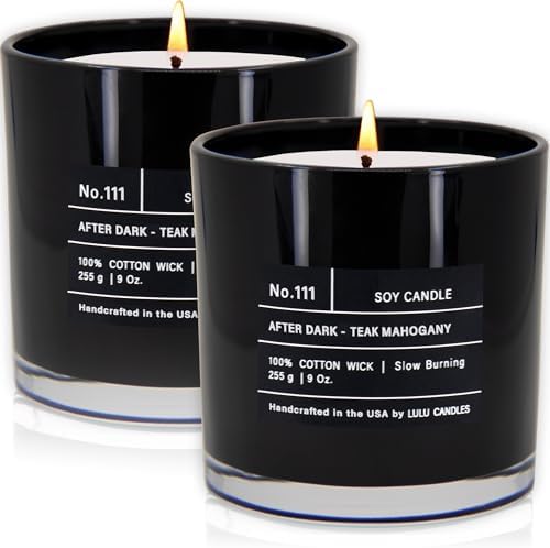 Lulu Candles | After Dark - Teak Mahogany| Luxury Scented Soy Jar Candle | Hand Poured in The USA | Highly Scented & Long Lasting (9 Oz. 2 Pack) by LULUCANDLES