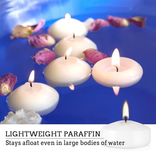 YOROXRG 50 Pack of 2-Inch White Floating Candles - Ideal for Weddings, Home Décor, Spa Baths, and Romantic Settings - Image 6