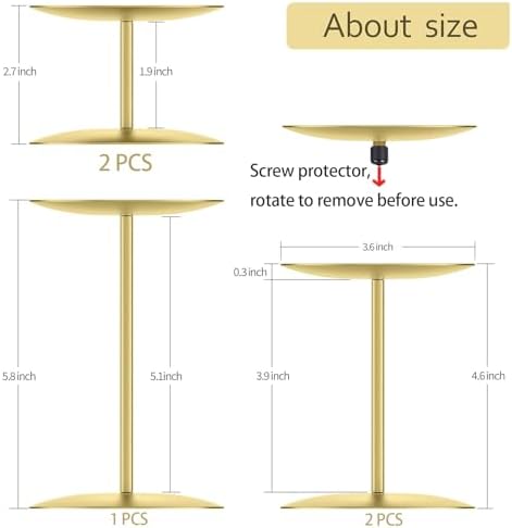 Smtyle Gold Candle Stands for Pillar Candles, Reversible Set of 5 - Image 2
