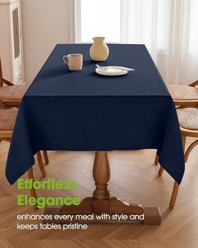 Pureegg Rectangle Linen Tablecloth Waterproof & Stain Resistant, Wrinkle-Free Table Cloth Adds Elegance and Protection, Ideal for Dining, Party, Wedding and Outdoor, 52 x 70 Inch, Navy Blue - Image 2